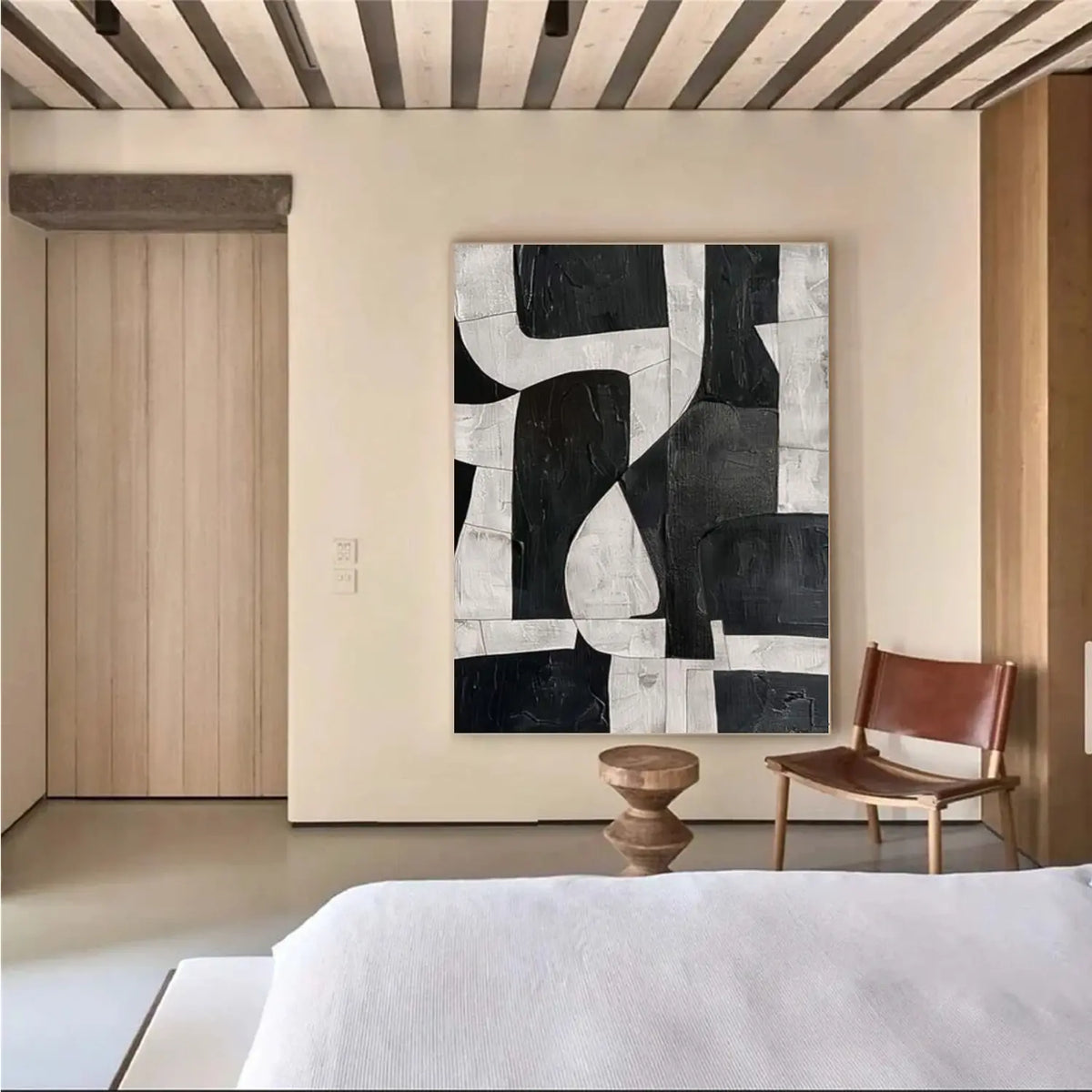 Black and White Wabi Sabi Textured Canvas Art #WS032