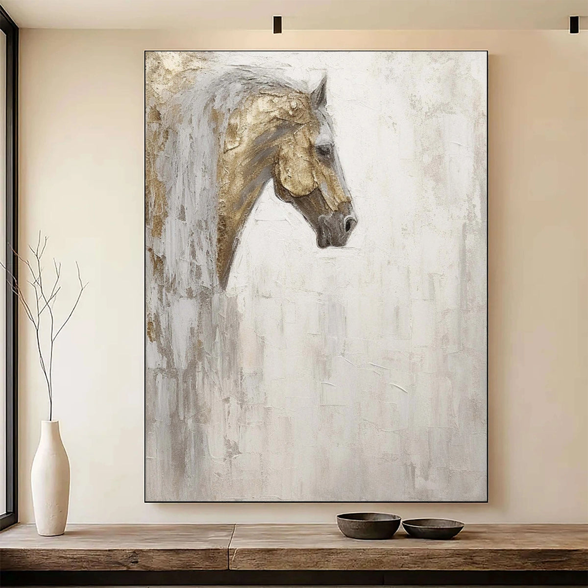 Abstract Animal Horse Textured Canvas Art #AA027