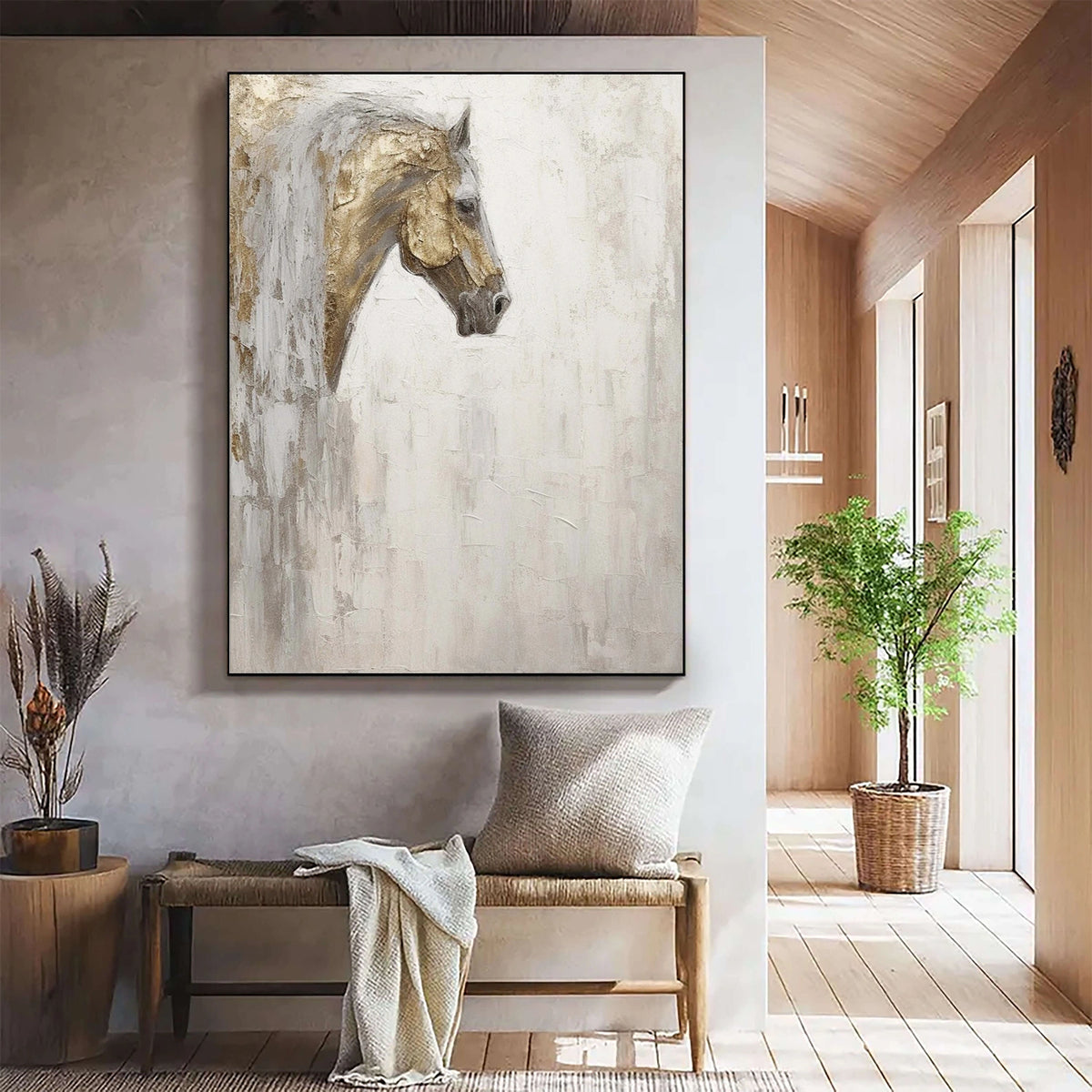 Abstract Animal Horse Textured Canvas Art #AA027