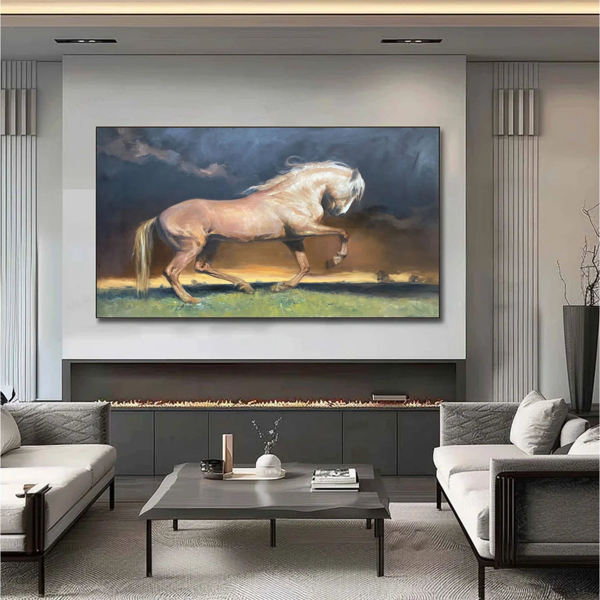 Abstract Animal Horse Textured Canvas Art #AA029