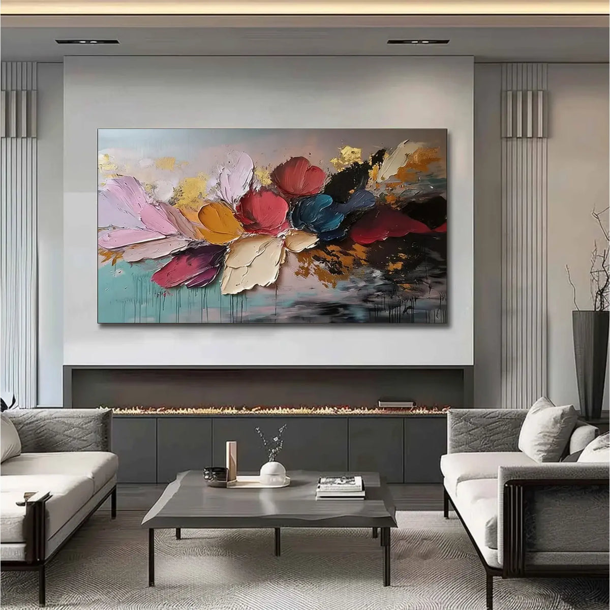 Flower Abstract Textured Wall Art #FT054