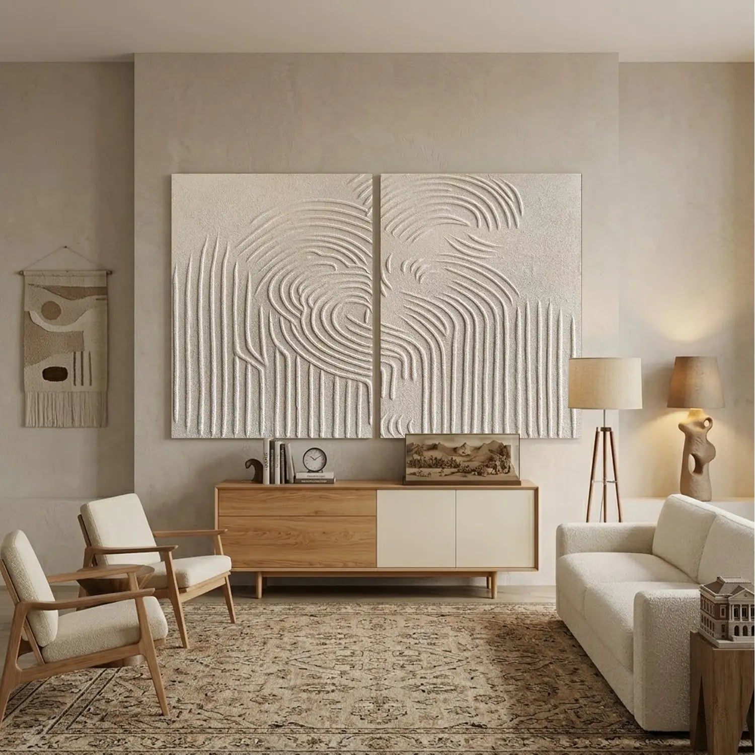 Beige & Brown Abstract Set of 2