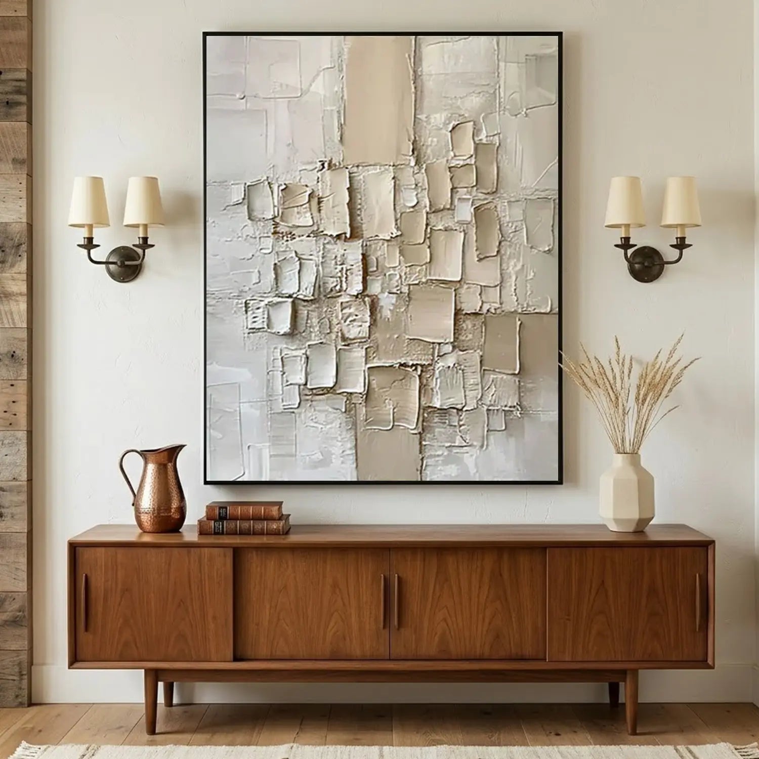 Beige Abstract Textured Wall Art