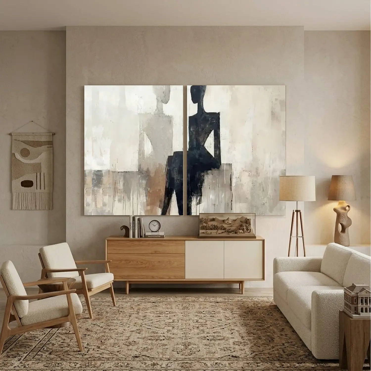 Contemporary Abstract Minimalist Set of 2 Wall Art