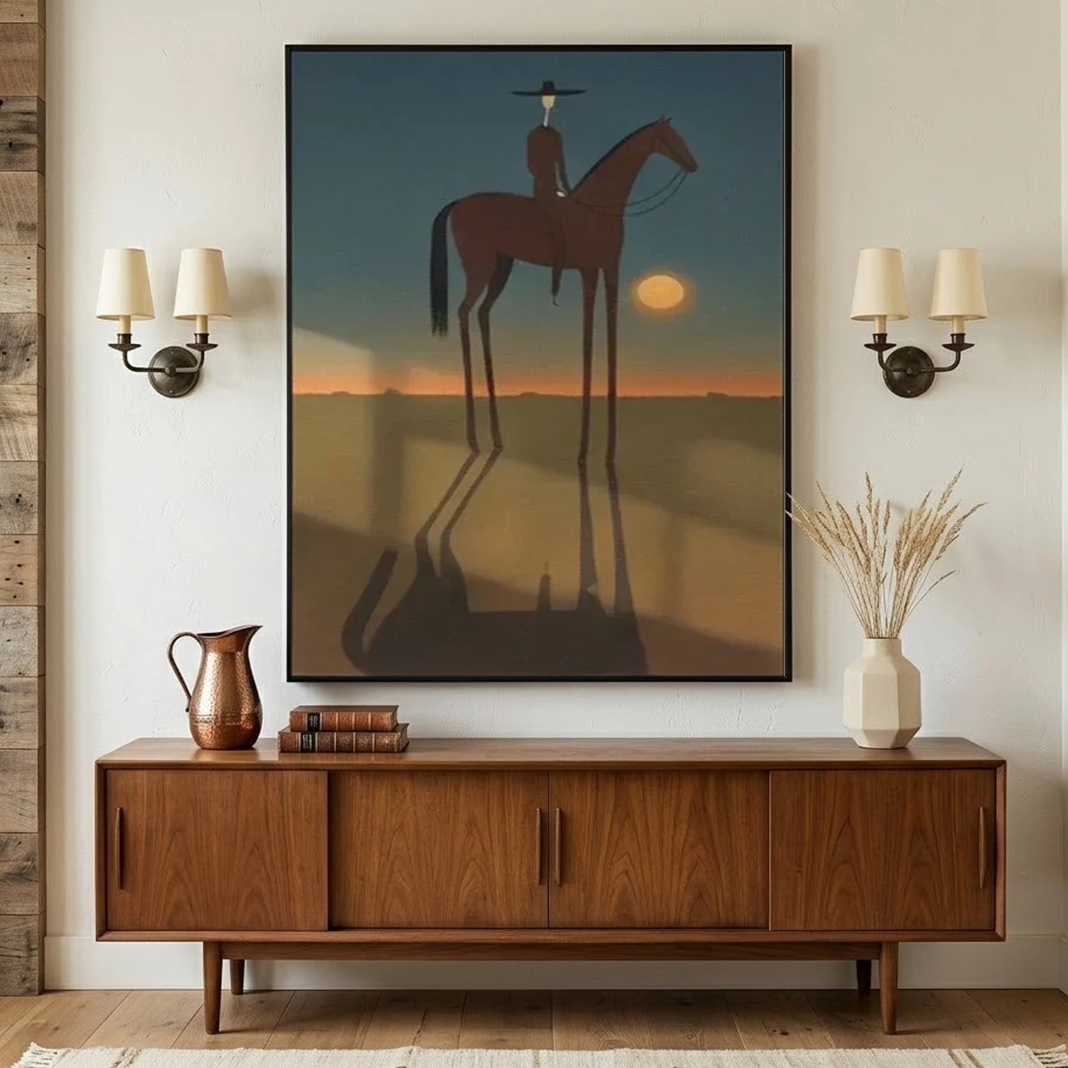 Vintage Americana Art | Sunset Rider Silhouette