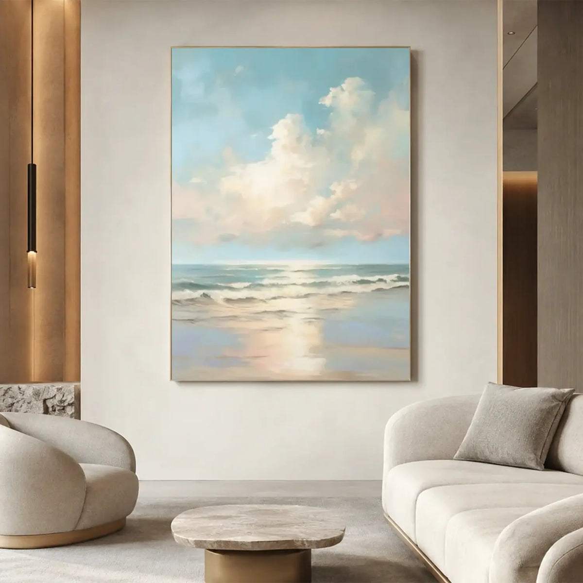 Abstract Ocean And Sky Canvas Art #OS079