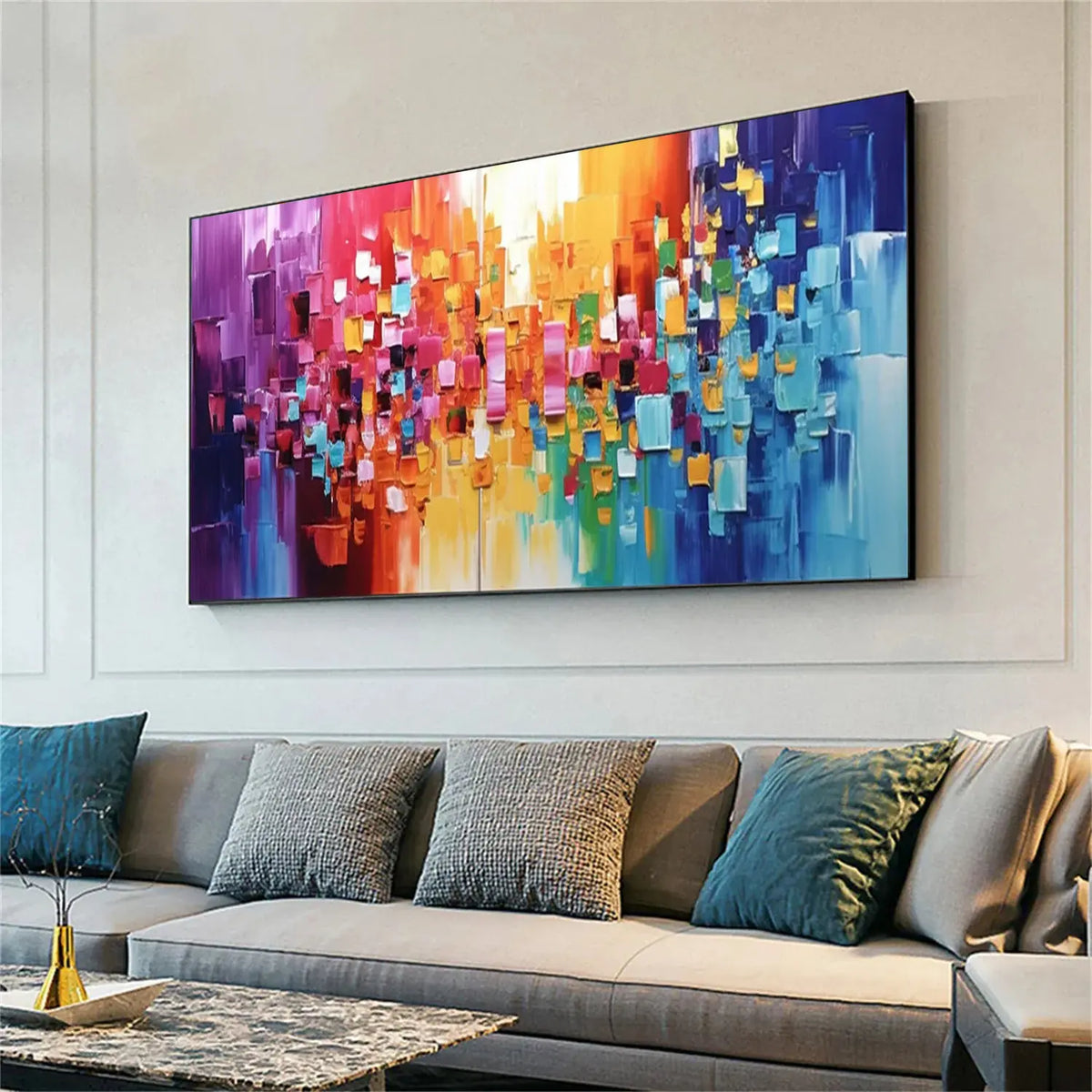 Colorful Abstract Textured Painting Canvas #AW180