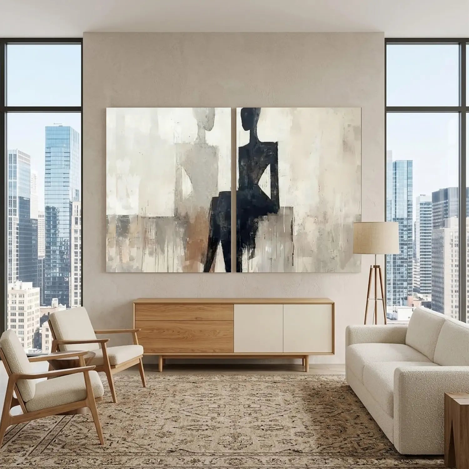 Contemporary Abstract Minimalist Set of 2 Wall Art