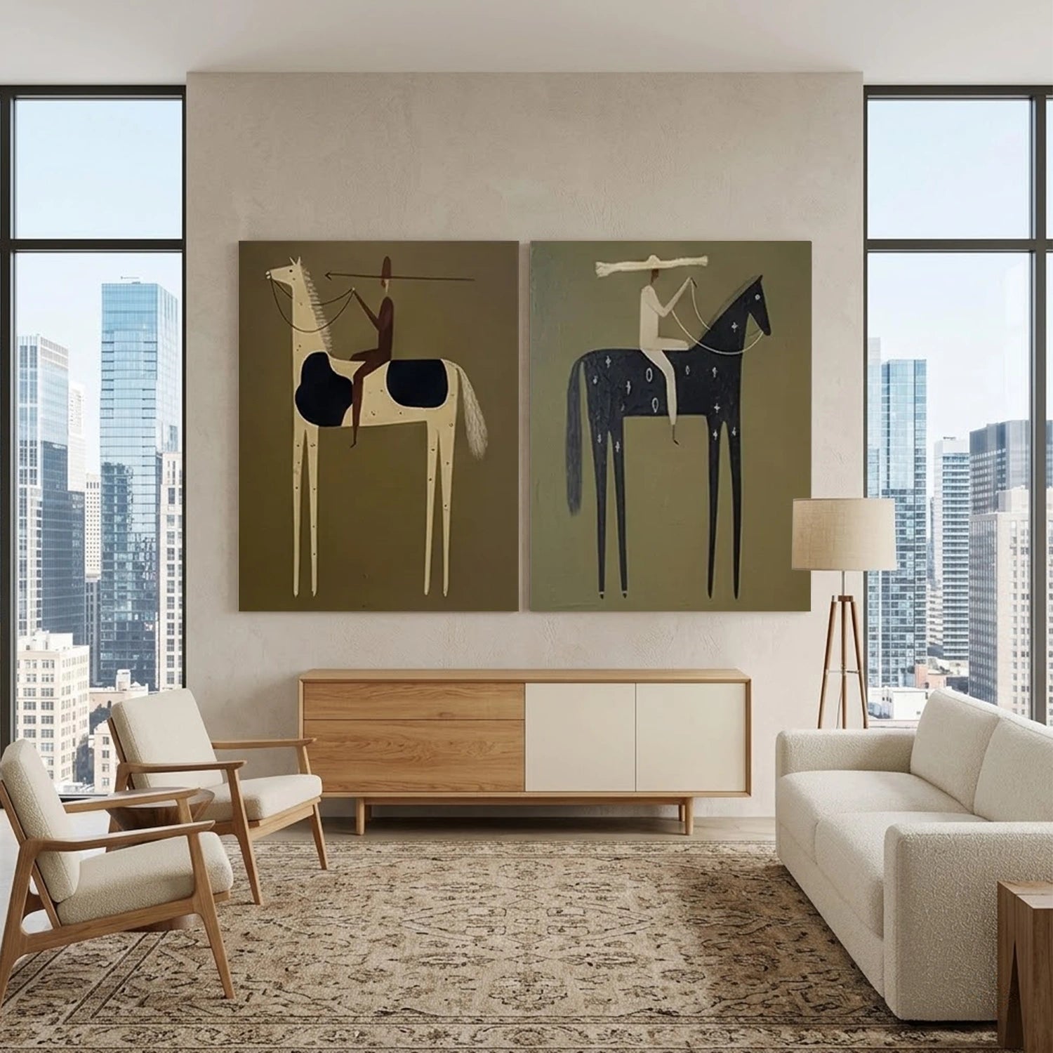 Vintage Americana Art | Horsemen Duet
