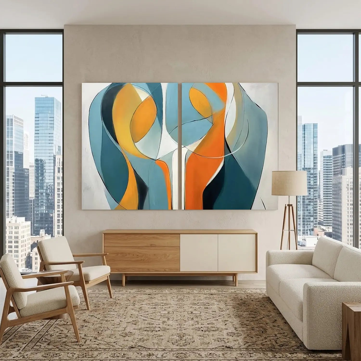 Contemporary Abstract Minimalist Set of 2 Wall Art