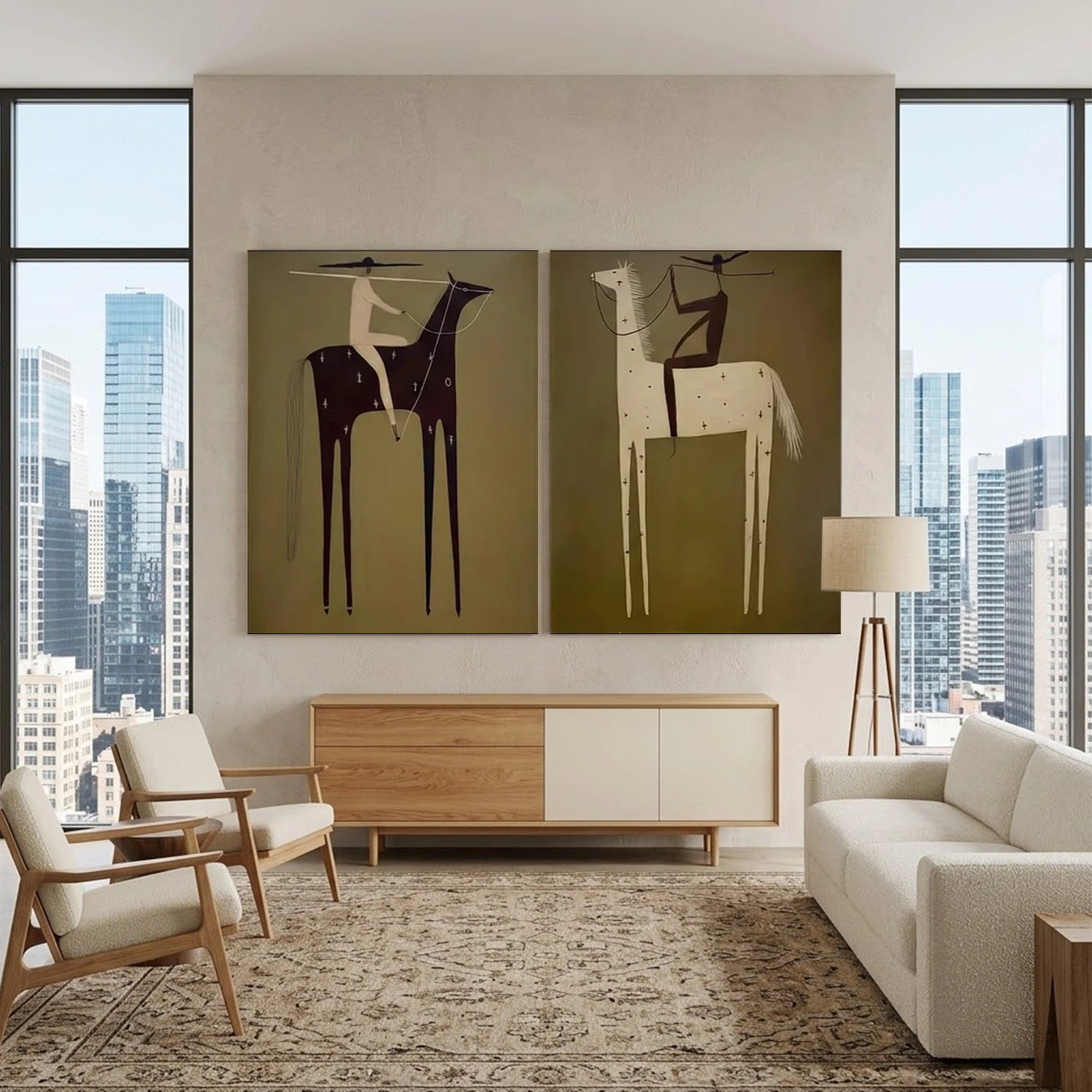 Vintage Americana Art | Green Duality Riders